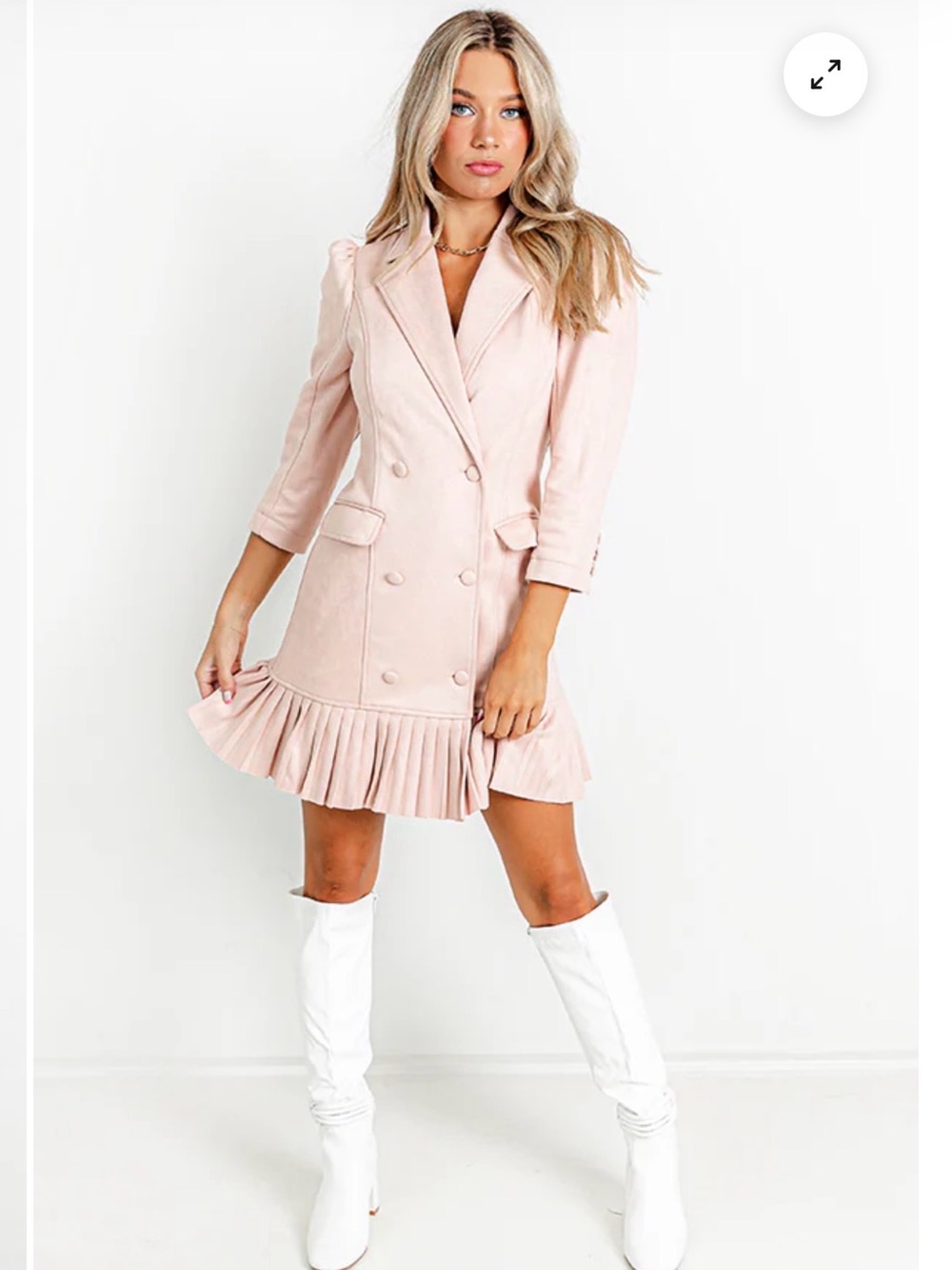 Never Worn- Impressions Tailored Double-Breasted Mini Dress in Blush Pink